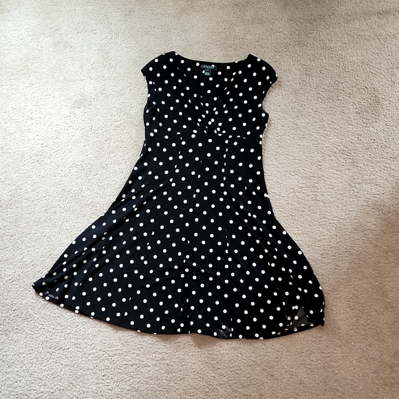 ralph lauren black and white polka dot dress ZAPAKA Women Summer Cocktail A Line Off The Shoulder Dots Dress with Slit, Black White / US6 Designed with crisscross straps and a skirt slit for ease of movement Women's Polka Dot Dresses by